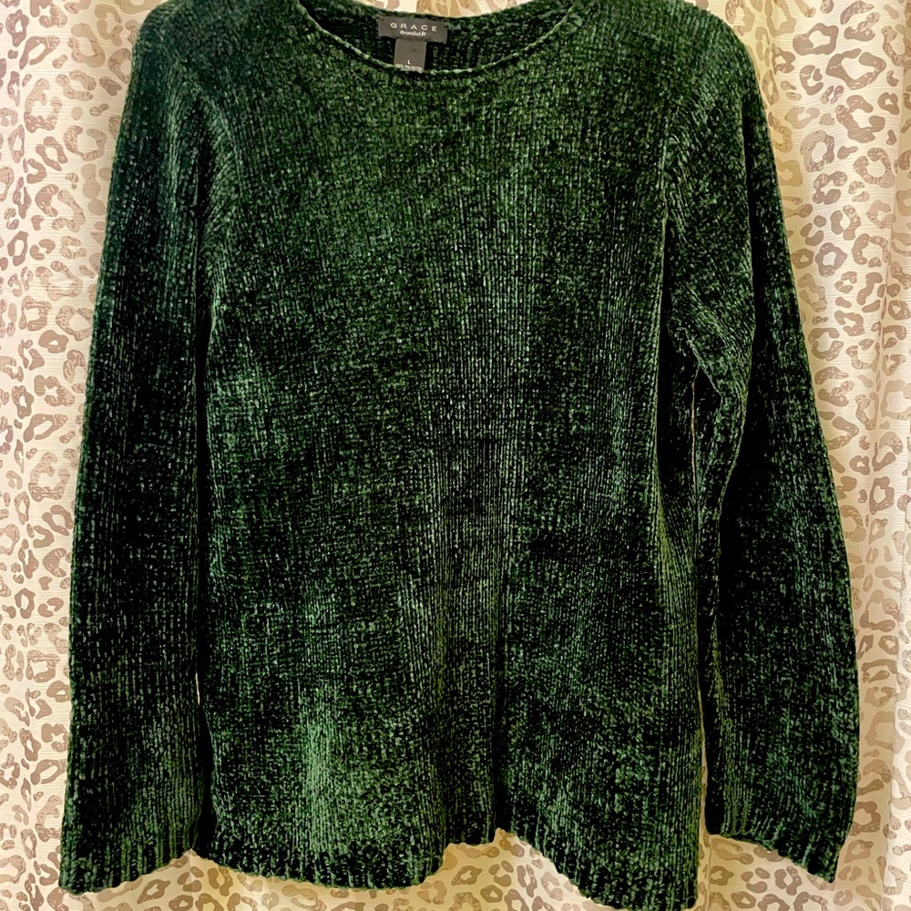 GREEN PLUSH SWEATER